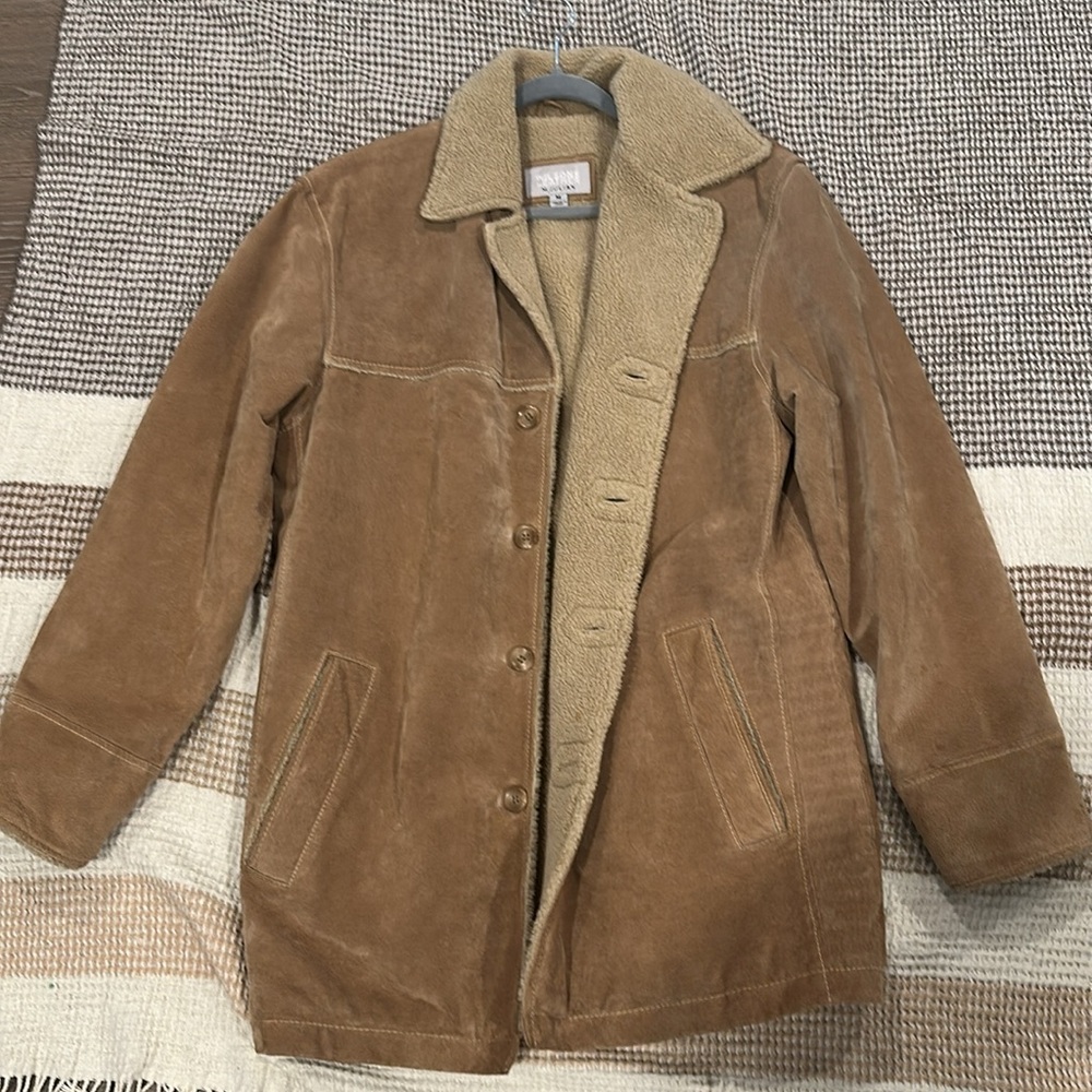 Wilson Leather M.Julian Tan Suede Leather Sherpa Liner Jacket Coat Men’s M